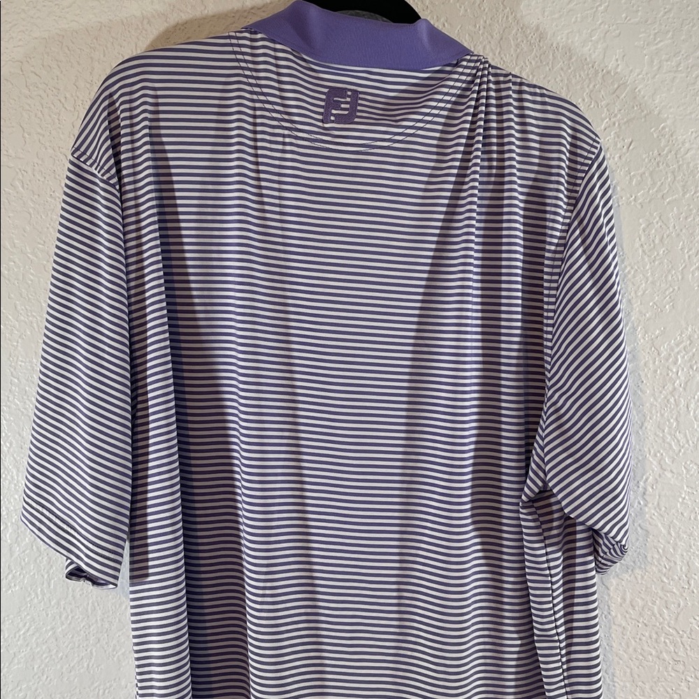 Footjoy FJ Golf Polo Shirt Purple White Short Sleeve Modern Logo Size XL - Picture 5 of 8